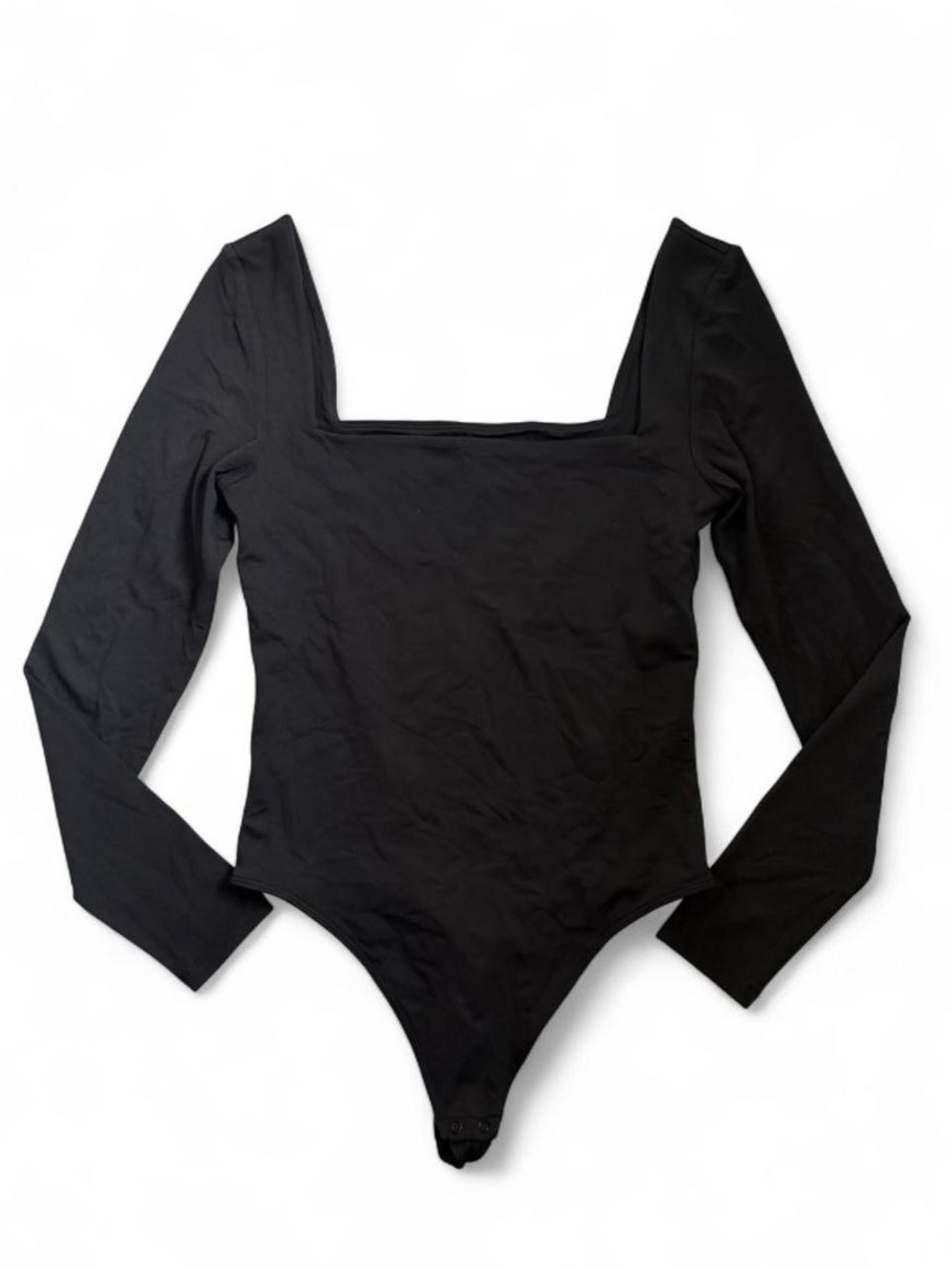 Babaton Black Long-Sleeve Square Neck Bodysuit